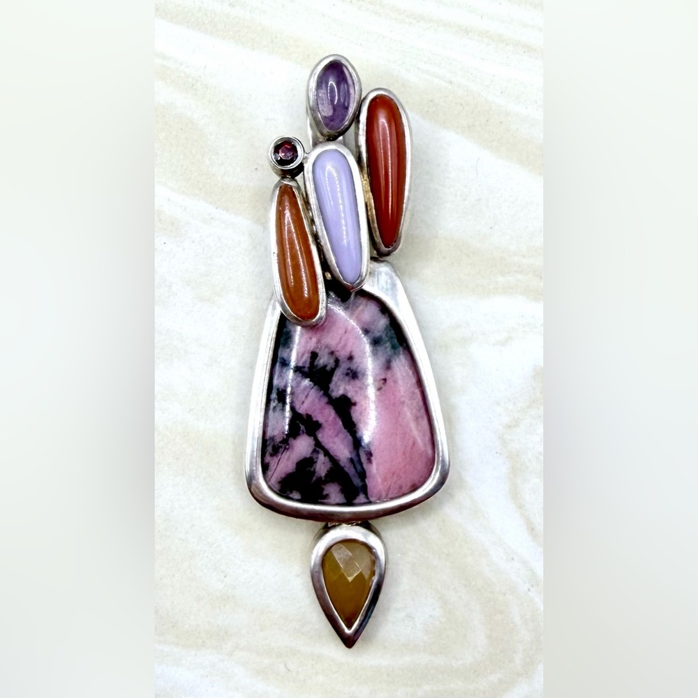 Multi Stone & 925 Pendant by Whitney Kelly, Rhodonote, Amethyst, Citrine & More!